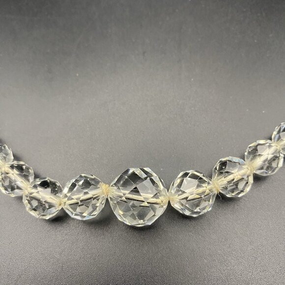 Vtg Necklace Faceted Crystals Graduated Beads 20" Hand Knotted 20" Cord Barrel - Picture 3 of 12